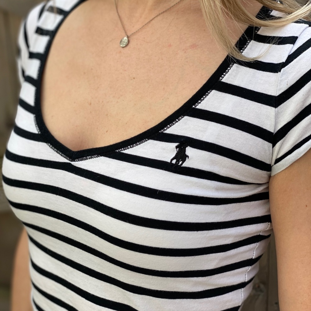 Ralph Lauren Black and White V Neck, Small